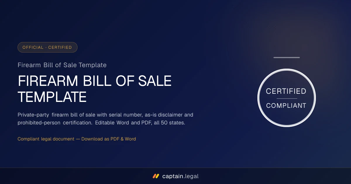 Firearm Bill of Sale Template