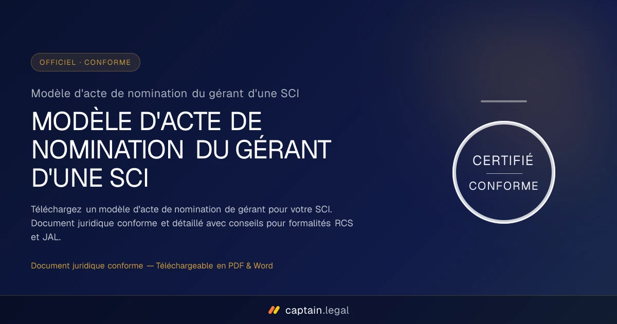 Modèle d'acte de nomination du gérant d'une SCI